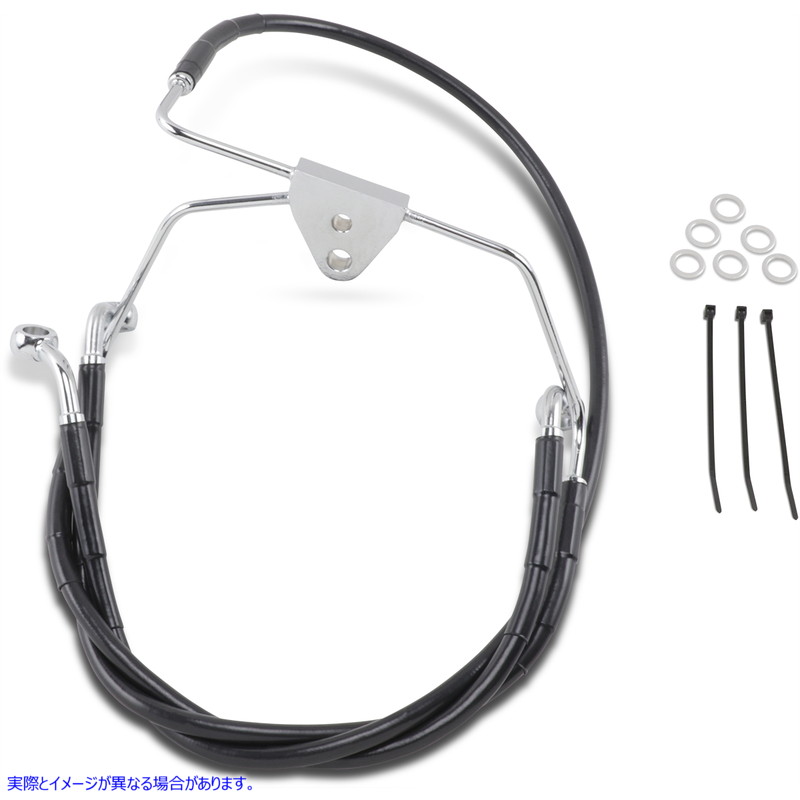 取寄せ 拡張長さブラックビニールブレーキラインキット ドラッグスペシャリティーズ Brake Line - Front - Black - +4 - FLH '96-'07 1741-2516 17412516