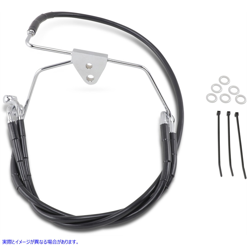 取寄せ 拡張長さブラックビニールブレーキラインキット ドラッグスペシャリティーズ Brake Line - Front - Black - +6 - FLH '96-'07 1741-2517 17412517