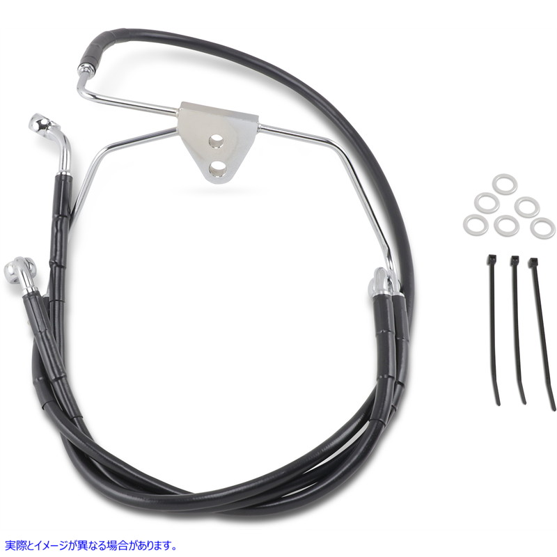 取寄せ 拡張長さブラックビニールブレーキラインキット ドラッグスペシャリティーズ Brake Line - Front - Black - +8 - FLH '96-'07 1741-2518 17412518