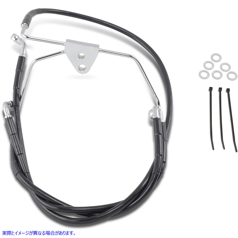取寄せ 拡張長さブラックビニールブレーキラインキット ドラッグスペシャリティーズ Brake Line - Front - Black - +10 - FLH '96-'07 1741-2519 17412519