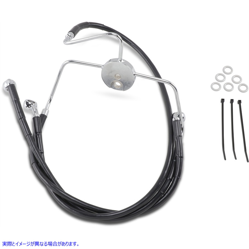 取寄せ 拡張長さブラックビニールブレーキラインキット ドラッグスペシャリティーズ Brake Line - Front - Black - +2 1741-2521 17412521