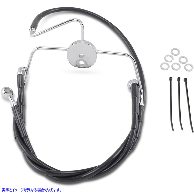 取寄せ 拡張長さブラックビニールブレーキラインキット ドラッグスペシャリティーズ Brake Line - Front - Black - +4 1741-2522 17412522