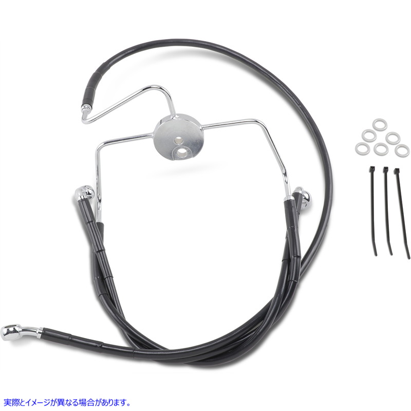 取寄せ 拡張長さブラックビニールブレーキラインキット ドラッグスペシャリティーズ Brake Line - Front - Black - +6 1741-2523 17412523