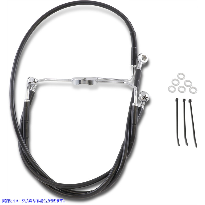 取寄せ 拡張長さブラックビニールブレーキラインキット ドラッグスペシャリティーズ Brake Line - Front - Black - +10 1741-2525 17412525