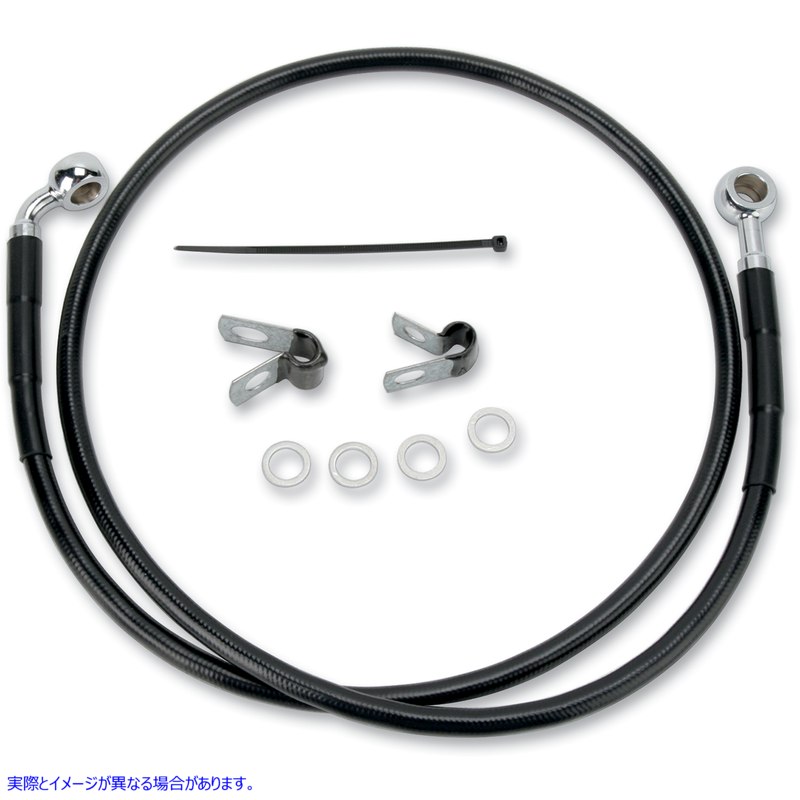 取寄せ ステンレススチールブレーキラインキット ドラッグスペシャリティーズ Brake Line - Front (Upper) - Black 1741-2526 17412526