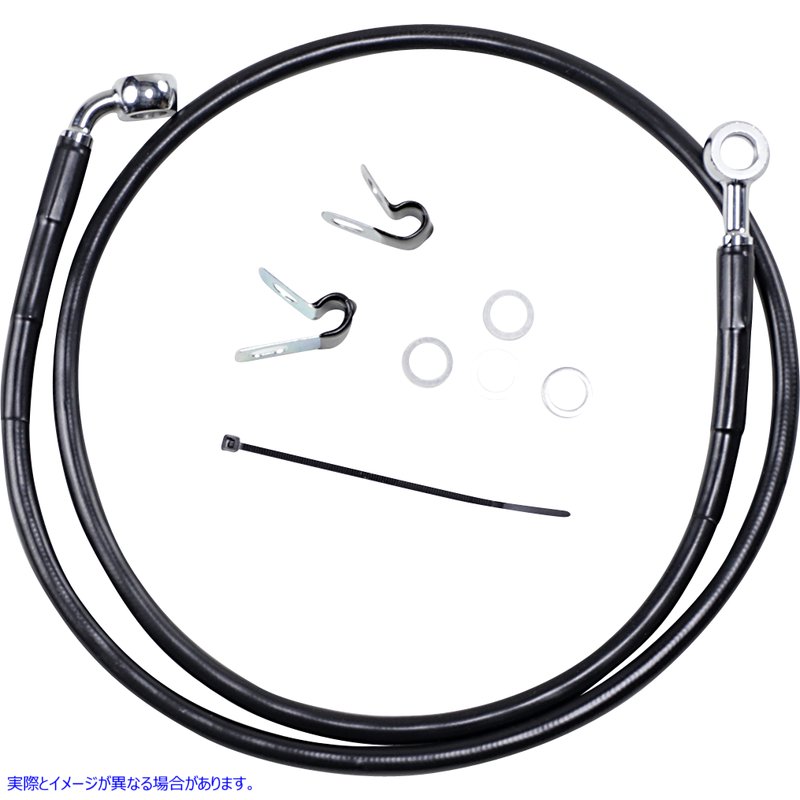 取寄せ 拡張長さブラックビニールブレーキラインキット ドラッグスペシャリティーズ Brake Line - Front - Black - +4 - '04-'10 XL 1741-2528 17412528