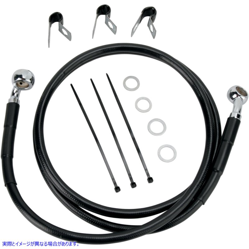 取寄せ ステンレススチールブレーキラインキット ドラッグスペシャリティーズ Brake Line - Front (Upper) - Black 1741-2538 17412538