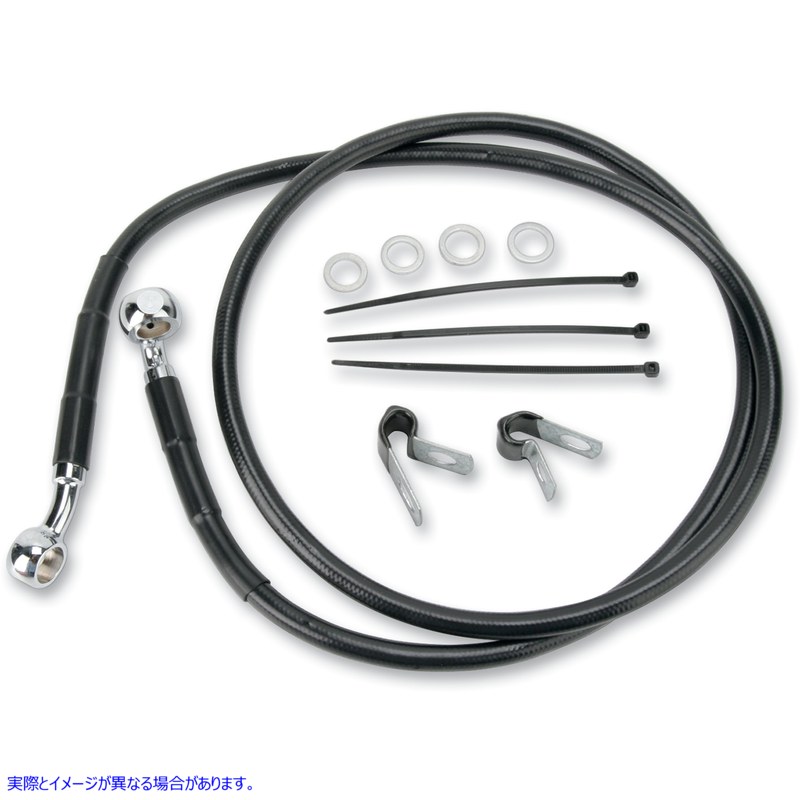 取寄せ ステンレススチールブレーキラインキット ドラッグスペシャリティーズ Brake Line - Front (Upper) - Black 1741-2544 17412544