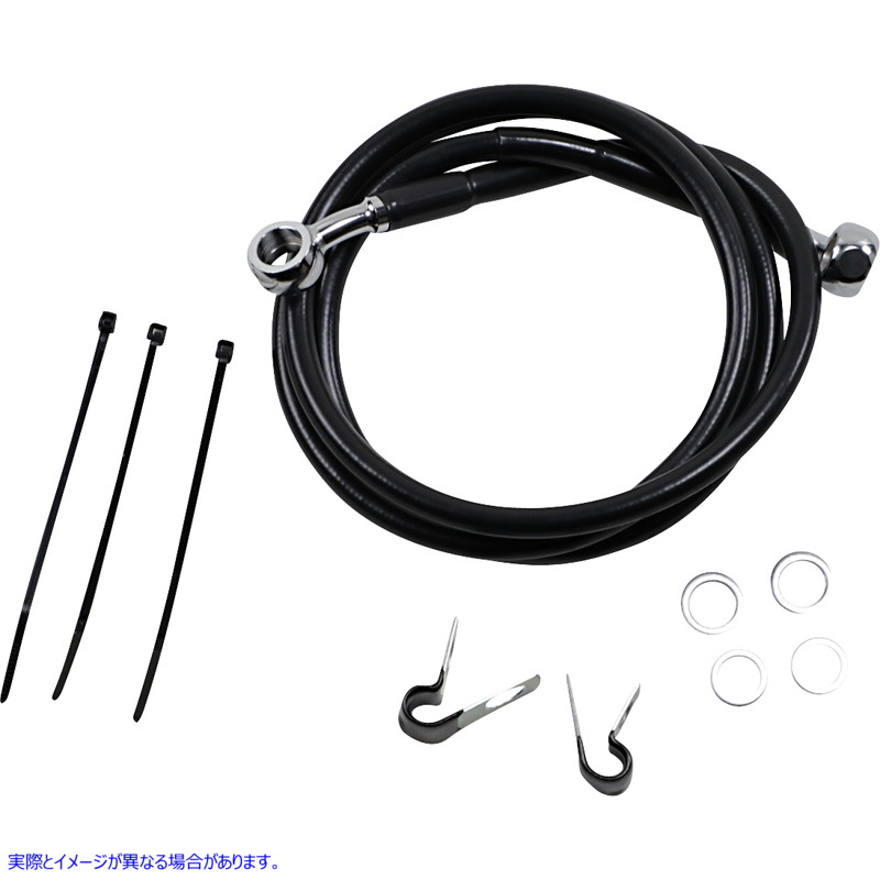 取寄せ 拡張長さブラックビニールブレーキラインキット ドラッグスペシャリティーズ Brake Line - Front - Black - +2 - '99-'07 FXST 1741-2545 17412545