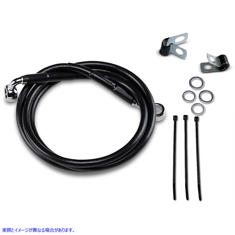 取寄せ 拡張長さブラックビニールブレーキラインキット ドラッグスペシャリティーズ Brake Line - Front - Black - +4 - '99-'07 FXST 1741-2546 17412546