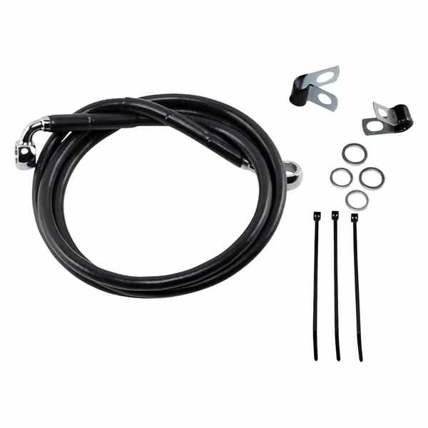 取寄せ 拡張長さブラックビニールブレーキラインキット ドラッグスペシャリティーズ Brake Line - Front - Black - +6 - '99-'07 FXST 1741-2547 17412547