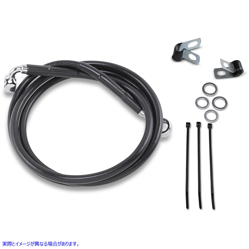 取寄せ 拡張長さブラックビニールブレーキラインキット ドラッグスペシャリティーズ Brake Line - Front - Black - +8 - '99-'07 FXST 1741-2548 17412548