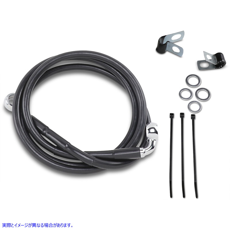 取寄せ 拡張長さブラックビニールブレーキラインキット ドラッグスペシャリティーズ Brake Line - Front - Black - +6 1741-2553 17412553