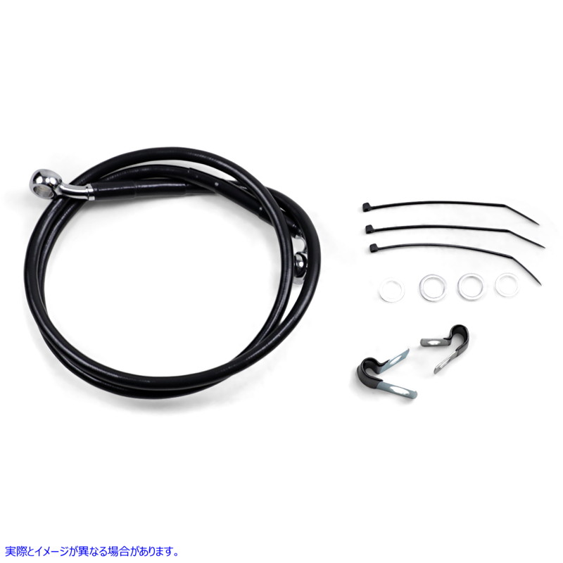 取寄せ 拡張長さブラックビニールブレーキラインキット ドラッグスペシャリティーズ Brake Line - Front - Black - +2 - FXD '00-'05 1741-2557 17412557