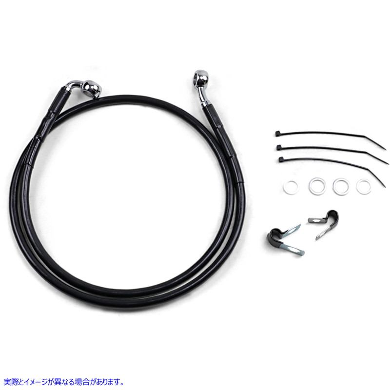 取寄せ 拡張長さブラックビニールブレーキラインキット ドラッグスペシャリティーズ Brake Line - Front - Black - +4 - FXD '00-'05 1741-2558 17412558