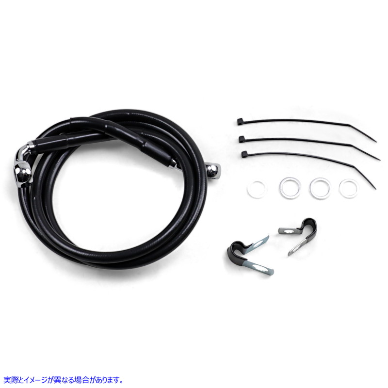 取寄せ 拡張長さブラックビニールブレーキラインキット ドラッグスペシャリティーズ Brake Line - Front - Black - +6 - FXD '00-'05 1741-2559 17412559