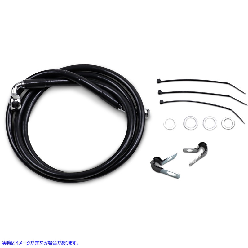 取寄せ 拡張長さブラックビニールブレーキラインキット ドラッグスペシャリティーズ Brake Line - Front - Black - +10 - FXD '00-'05 1741-2561 17412561