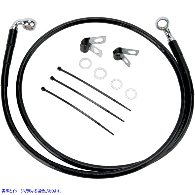 取寄せ 拡張長さブラックビニールブレーキラインキット ドラッグスペシャリティーズ Brake Line - Front - Black - +2 - FXDL '01-'05 1741-2569 17412569