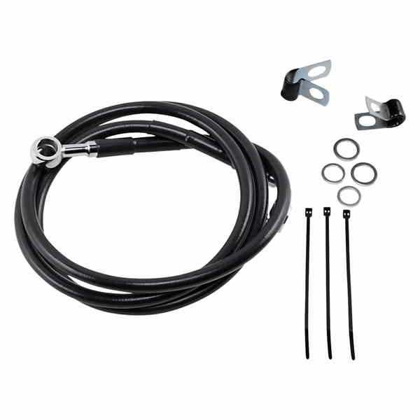 取寄せ 拡張長さブラックビニールブレーキラインキット ドラッグスペシャリティーズ Brake Line - Front - Black - +4 1741-2582 17412582