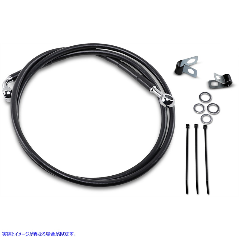 取寄せ 拡張長さブラックビニールブレーキラインキット ドラッグスペシャリティーズ Brake Line - Front - Black - +8 1741-2584 17412584