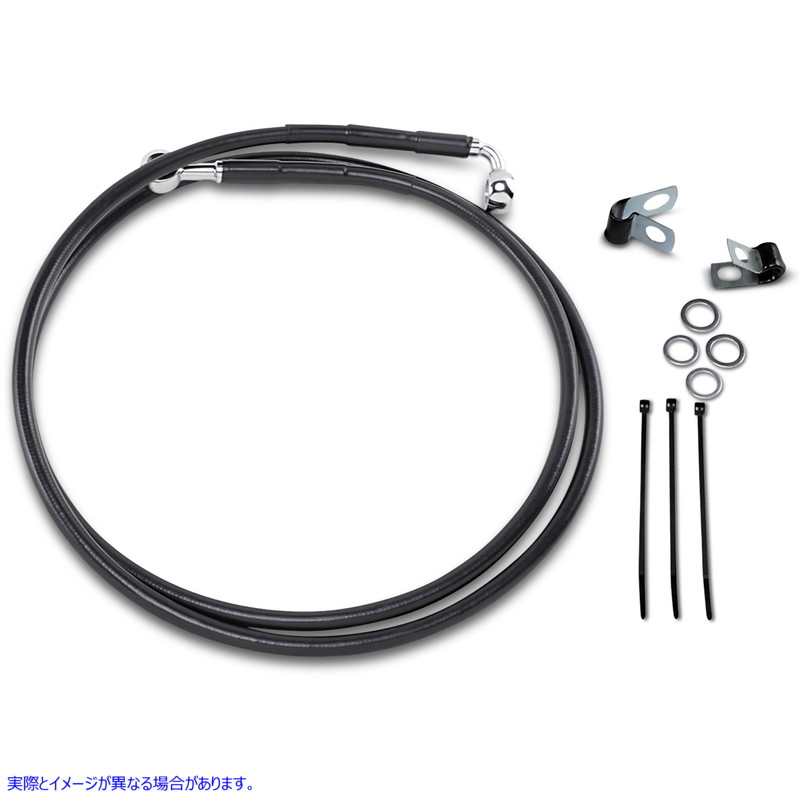 取寄せ 拡張長さブラックビニールブレーキラインキット ドラッグスペシャリティーズ Brake Line - Front - Black - +10 1741-2585 17412585