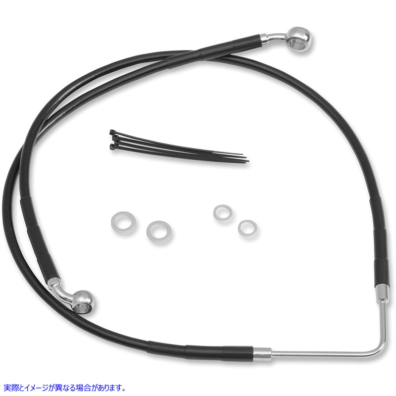 取寄せ ステンレススチールブレーキラインキット ドラッグスペシャリティーズ Brake Line - Front (Upper) - Black 1741-2586 17412586