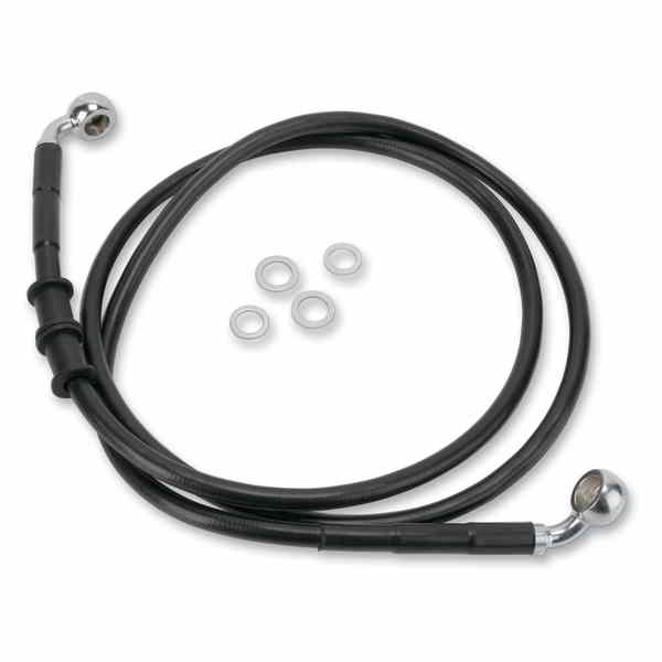 取寄せ 拡張長さブラックビニールブレーキラインキット ドラッグスペシャリティーズ Brake Line - Front - Black - +2 - '10-'15 FXDWG 1741-2593 17412593