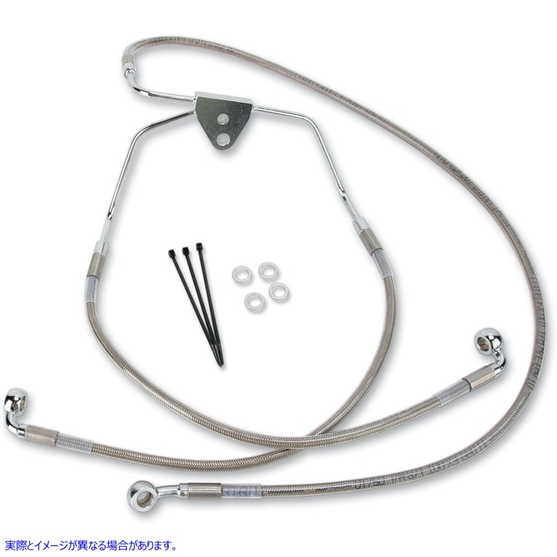 取寄せ 拡張長さのステンレススチールブレーキラインキット ドラッグスペシャリティーズ Brake Line - Front - +2 - Touring - Stainless Steel 1741-2624 17412624