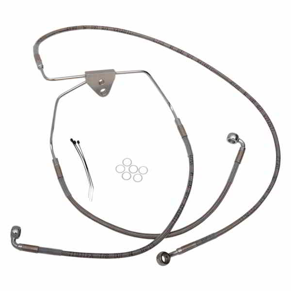 取寄せ 拡張長さのステンレススチールブレーキラインキット ドラッグスペシャリティーズ Brake Line - Front - +8 - Touring - Stainless Steel 1741-2627 17412627