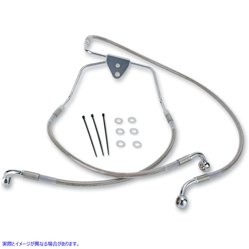 取寄せ 拡張長さのステンレススチールブレーキラインキット ドラッグスペシャリティーズ Brake Line - Front - +2 - Touring - Stainless Steel 1741-2629 17412629