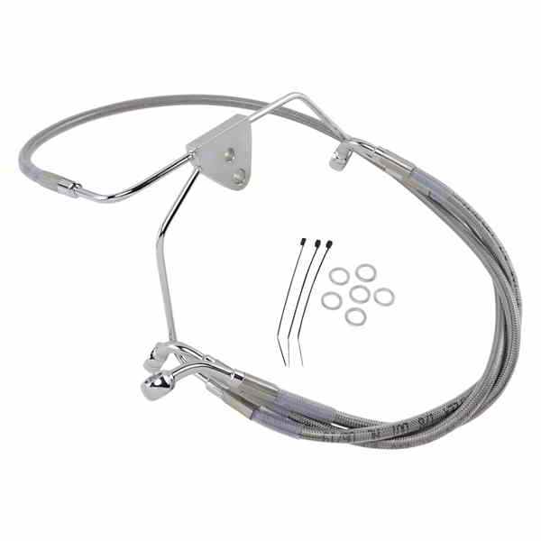 取寄せ 拡張長さのステンレススチールブレーキラインキット ドラッグスペシャリティーズ Brake Line - Front - +4 - Touring - Stainless Steel 1741-2630 17412630