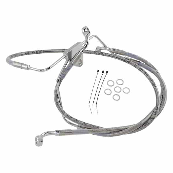 取寄せ 拡張長さのステンレススチールブレーキラインキット ドラッグスペシャリティーズ Brake Line - Front - +6 - Touring - Stainless Steel 1741-2631 17412631