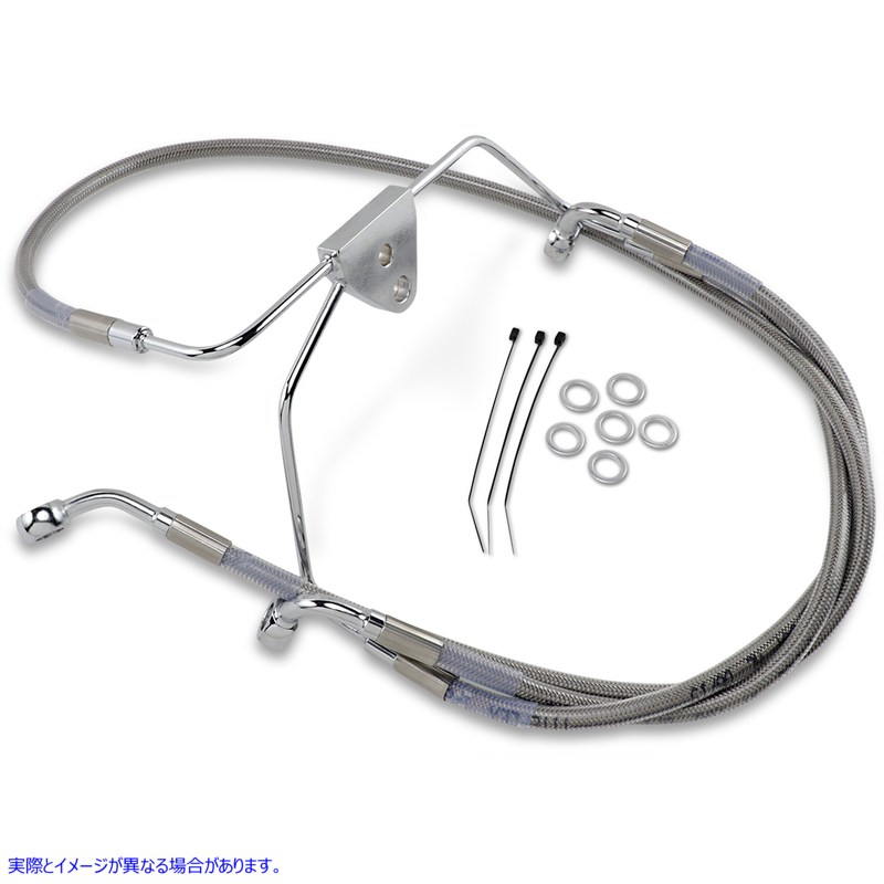 取寄せ 拡張長さのステンレススチールブレーキラインキット ドラッグスペシャリティーズ Brake Line - Front - +8 - Touring - Stainless Steel 1741-2632 17412632