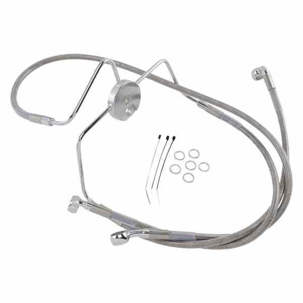 取寄せ 拡張長さのステンレススチールブレーキラインキット ドラッグスペシャリティーズ Brake Line - Front - +4 - Stainless Steel 1741-2635 17412635