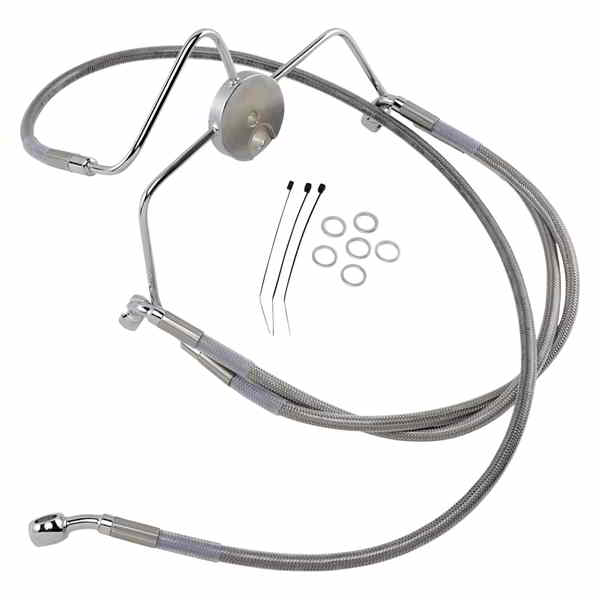 取寄せ 拡張長さのステンレススチールブレーキラインキット ドラッグスペシャリティーズ Brake Line - Front - +6 - Stainless Steel 1741-2636 17412636