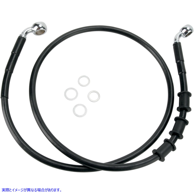 取寄せ 拡張長さブラックビニールブレーキラインキット ドラッグスペシャリティーズ Brake Line - Front - Black - +2 1741-2847 17412847