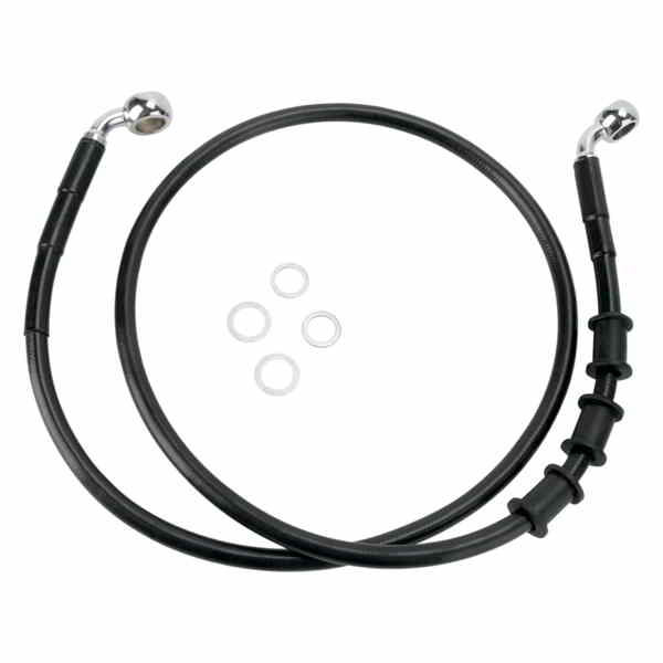 取寄せ 拡張長さブラックビニールブレーキラインキット ドラッグスペシャリティーズ Brake Line - Front - Black - +4 1741-2848 17412848