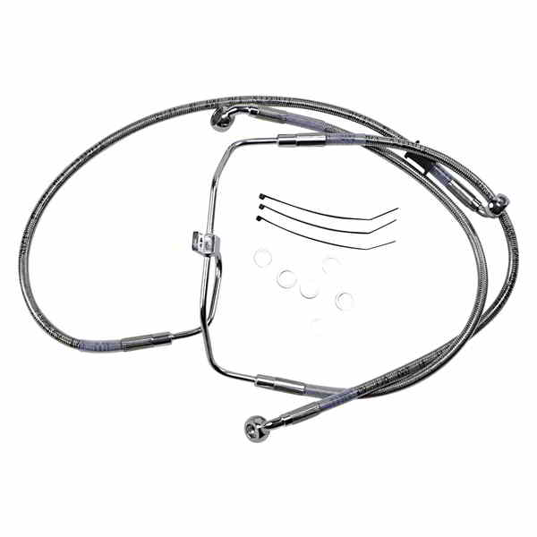 取寄せ 拡張長さのステンレススチールブレーキラインキット ドラッグスペシャリティーズ Brake Line - +4 - Stainless Steel - FXDF '08-'17 1741-2902 17412902