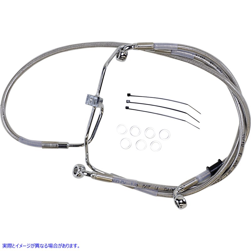 取寄せ 拡張長さのステンレススチールブレーキラインキット ドラッグスペシャリティーズ Brake Line - +8 - Stainless Steel - FXDF '08-'17 1741-2904 17412904