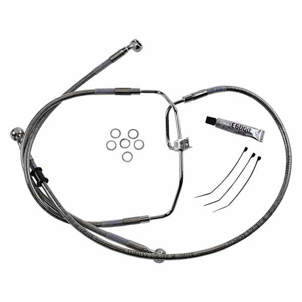 取寄せ 拡張長さのステンレススチールブレーキラインキット ドラッグスペシャリティーズ Brake Line - +10 - Stainless Steel - FXDF '08-'17 1741-2905 17412905