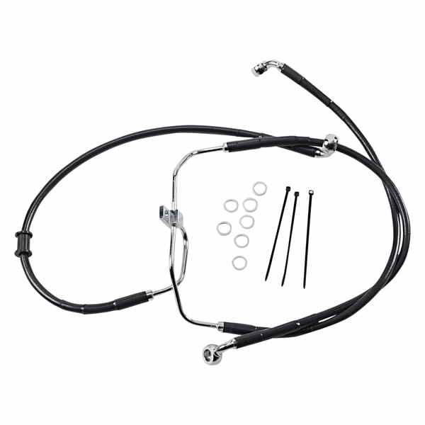 取寄せ 拡張長さブラックビニールブレーキラインキット ドラッグスペシャリティーズ Brake Line - Front - Black - +2 - FXDF '08-'17 1741-2907 17412907