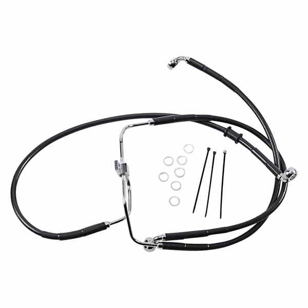 取寄せ 拡張長さブラックビニールブレーキラインキット ドラッグスペシャリティーズ Brake Line - Front - Black - +6 - FXDF '08-'17 1741-2909 17412909