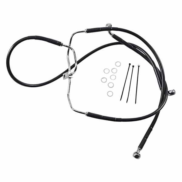 取寄せ 拡張長さブラックビニールブレーキラインキット ドラッグスペシャリティーズ Brake Line - Front - Black - +8 - FXDF '08-'17 1741-2910 17412910