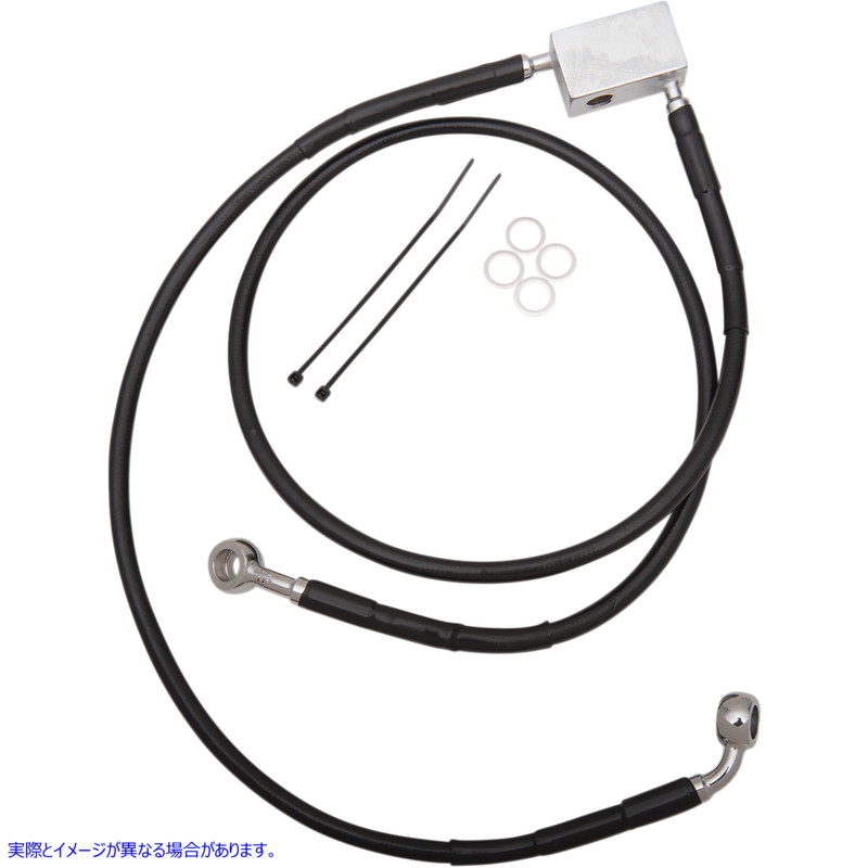 取寄せ 拡張長さブラックビニールブレーキラインキット ドラッグスペシャリティーズ Brake Line - Front - Black - +2 - Softail '00-'03 1741-2951 17412951