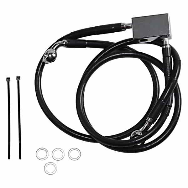 取寄せ 拡張長さブラックビニールブレーキラインキット ドラッグスペシャリティーズ Brake Line - Rear - Black - +3 - Softail '00-'03 1741-2952 17412952