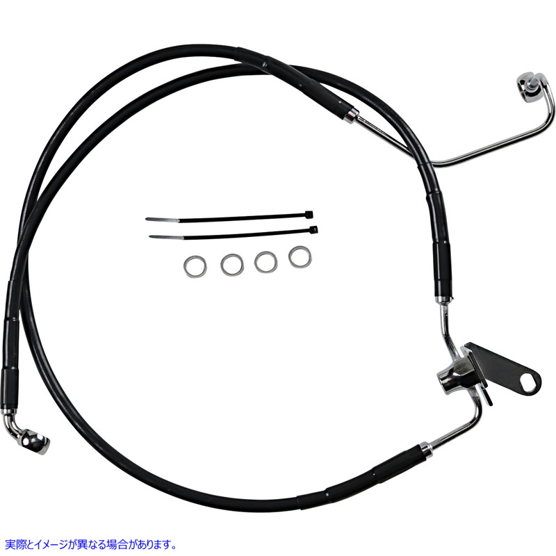 取寄せ 拡張長さブラックビニールブレーキラインキット ドラッグスペシャリティーズ Brake Line - Front - Black - +2 - Softail '04-'06 1741-2955 17412955