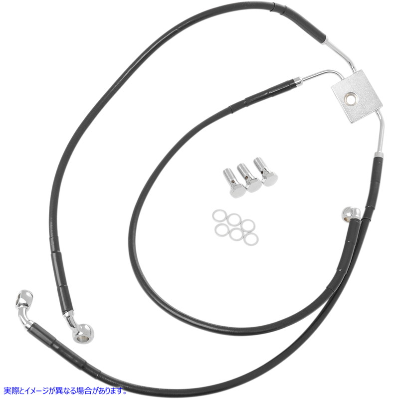 取寄せ 拡張長さブラックビニールブレーキラインキット ドラッグスペシャリティーズ Brake Line - Front - Black - +2 - FXDF '12-'17 1741-3824 17413824