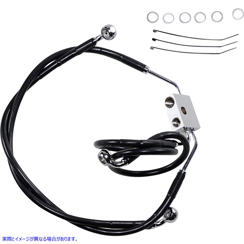 取寄せ 拡張長さブラックビニールブレーキラインキット ドラッグスペシャリティーズ Brake Line - Front - Black - +4 - FXDF '12-'17 1741-3826 17413826