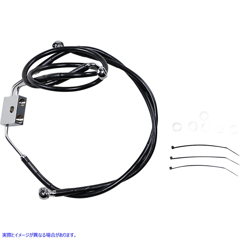 取寄せ 拡張長さブラックビニールブレーキラインキット ドラッグスペシャリティーズ Brake Line - Front - Black - +10 - FXDF '12-'17 1741-3832 17413832