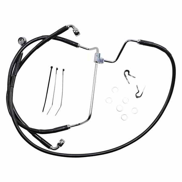 取寄せ 拡張長さブラックビニールブレーキラインキット ドラッグスペシャリティーズ Brake Line - Front - Black - +4 1741-3978 17413978